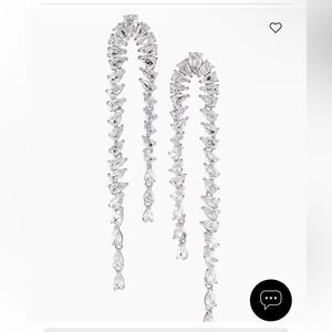 Shashi earrings linking pear cut cubic zirconia drop sterling silver Revolve